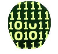 Binary code inside the shape of a head
